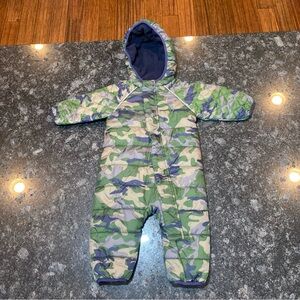 Hanna Andersson Camo One Piece Poly Insulated Full Zip Snowsuit Size 70 6-12m